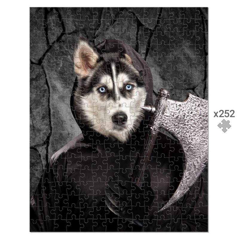 The Bark Reaper: Custom Pet Puzzle - Paw & Glory - #pet portraits# - #dog portraits# - #pet portraits uk#paw & glory, custom pet portrait Puzzle,embroidered pet portrait, artwork dog, pup art, hand painted dog portraits, family pet portrait