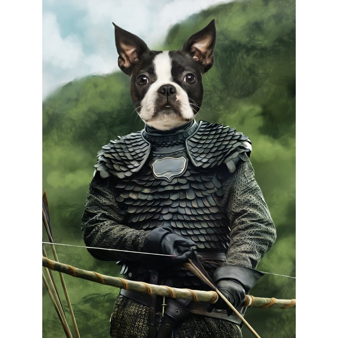 The Bowman (GOT Inspired): Custom Pet Digital Portrait - Paw & Glory, pawandglory, pet portrait singapore, pictures for pets, painting of your dog, pet portraits in oils, minimal dog art, small dog portrait, pet portrait