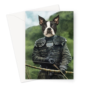 The Bowman (GOT Inspired): Custom Pet Greeting Card - Paw & Glory - paw and glory, in home pet photography, dog portraits colorful, admiral dog portrait, dog drawing from photo, cat picture painting, pet portraits