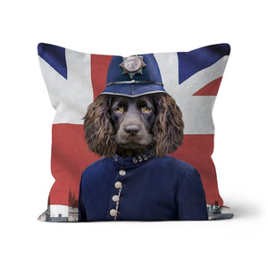 The British Police Officer: Custom Pet Throw Pillow - Paw & Glory - #pet portraits# - #dog portraits# - #pet portraits uk#paw & glory, pet portraits pillow,pet face pillows, personalised pet pillows, pillows with dogs picture, custom pet pillows, pet print pillow