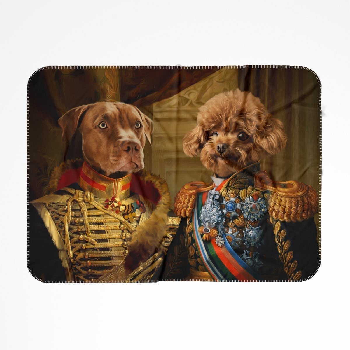 The Brothers In Arms: Custom Pet Blanket - Paw & Glory - #pet portraits# - #dog portraits# - #pet portraits uk#Paw and glory, Pet portraits blanket,custom puppy blankets, blanket with your dog on it, custom dog face blanket, blanket of dog, dog personalized blanket