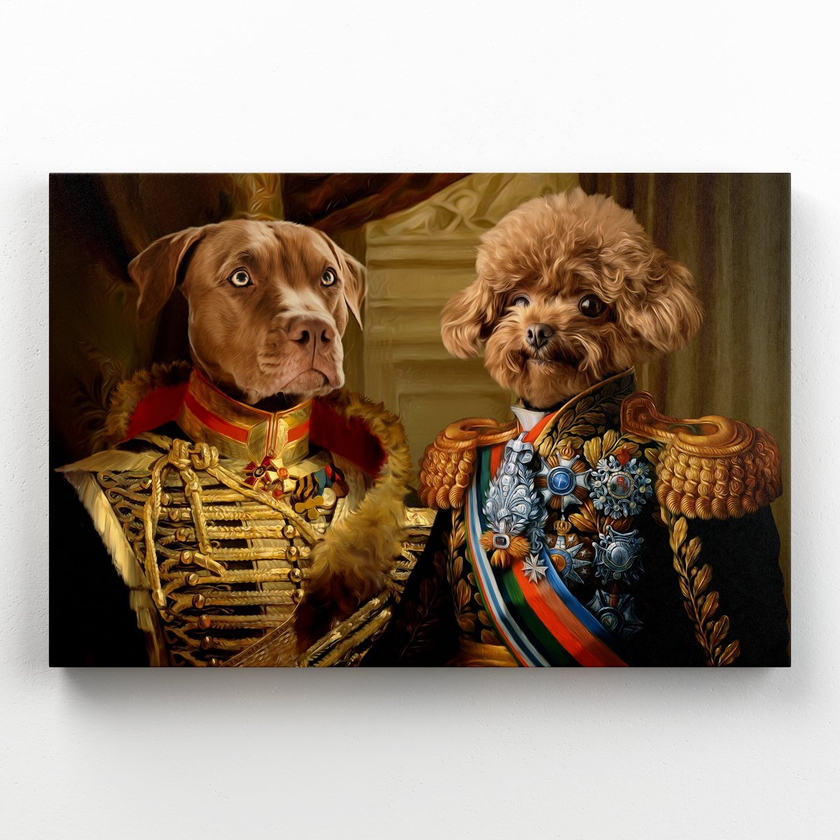 The Brothers In Arms: Custom Pet Canvas - Paw & Glory - #pet portraits# - #dog portraits# - #pet portraits uk#pawandglory, pet art canvas,dog canvas, personalized dog and owner canvas uk, pet canvas uk, canvas of my dog, dog canvas wall art