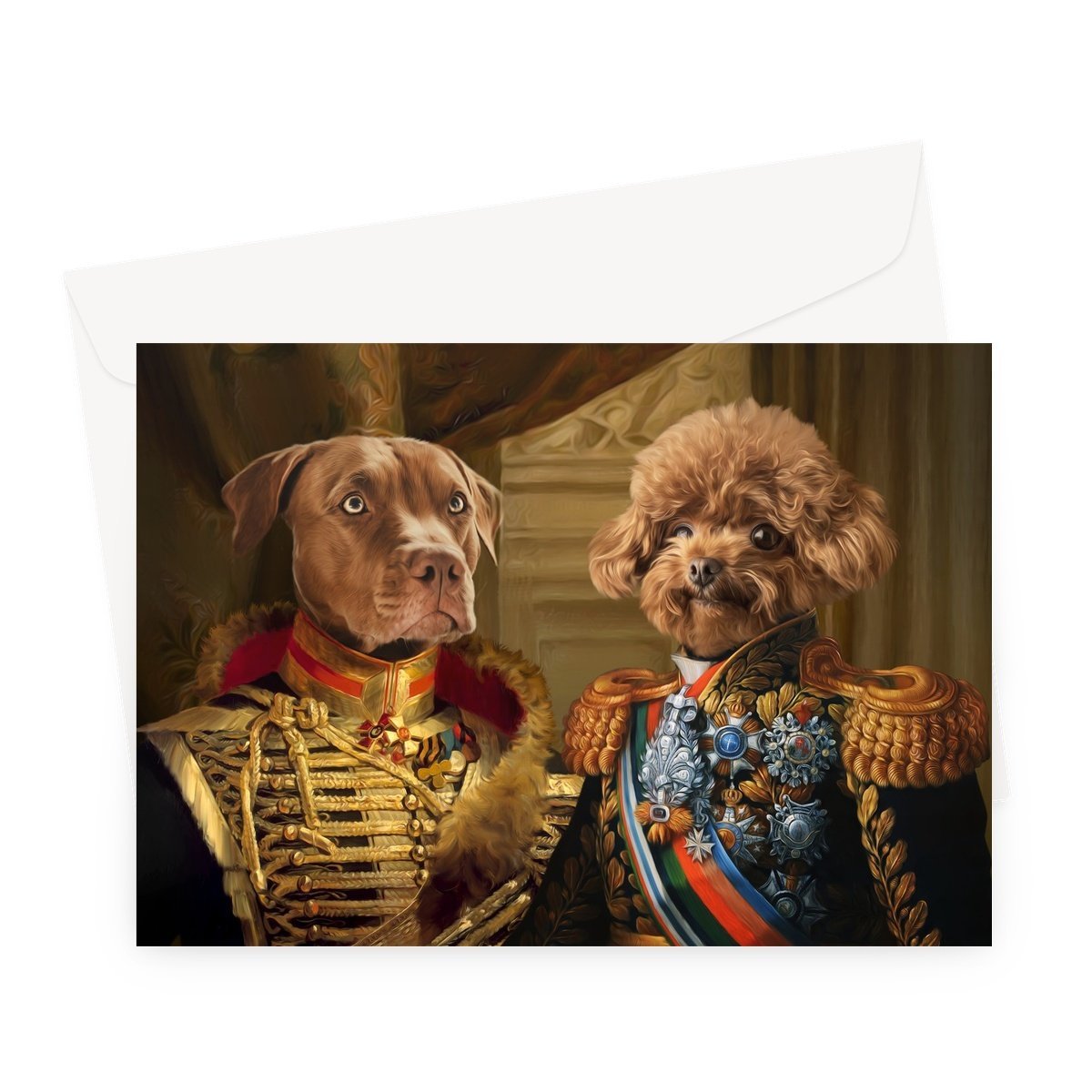 The Brothers In Arms: Custom Pet Greeting Card - Paw & Glory - pawandglory, minimal dog art, small dog portrait, dog portraits singapore, draw your pet portrait, dog and couple portrait, dog portraits singapore, pet portrait