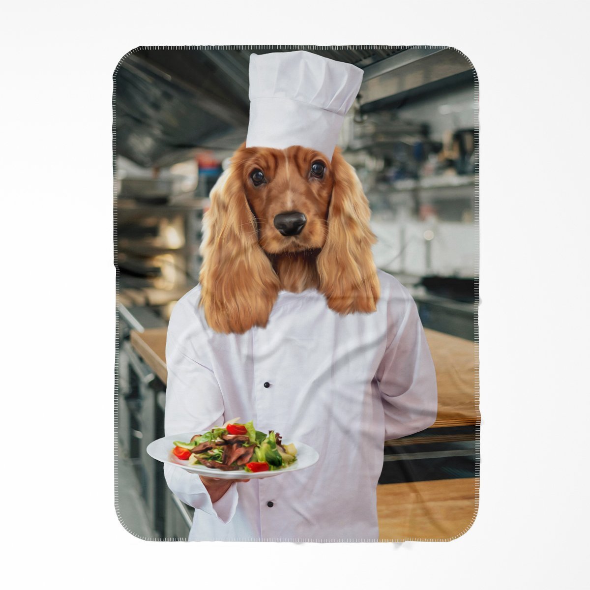 The Chef: Custom Pet Blanket - Paw & Glory - #pet portraits# - #dog portraits# - #pet portraits uk#Paw and glory, Pet portraits blanket,dog printed on blanket, printy pets blanket, make your own dog blanket, fleece blankets with dogs on them, cat on a blanket