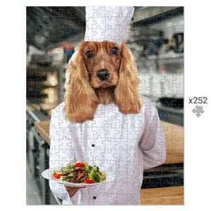 The Chef: Custom Pet Puzzle - Paw & Glory - #pet portraits# - #dog portraits# - #pet portraits uk#paw & glory, custom pet portrait Puzzle,dog picture puzzle, dog portraits in costume uk, pet and owner portraits uk, personalised pet portrait uk, paintings of dogs in clothes
