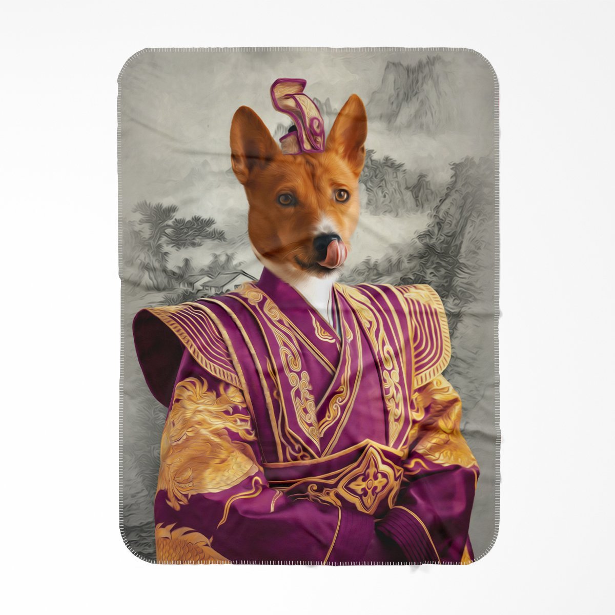 The Chinese Emperor: Custom Pet Blanket - Paw & Glory - #pet portraits# - #dog portraits# - #pet portraits uk#Paw and glory, Pet portraits blanket,picture of dog on blanket, personalized pet blanket, soft pet blankets, fluffy blankets for dogs, christmas blankets for dogs