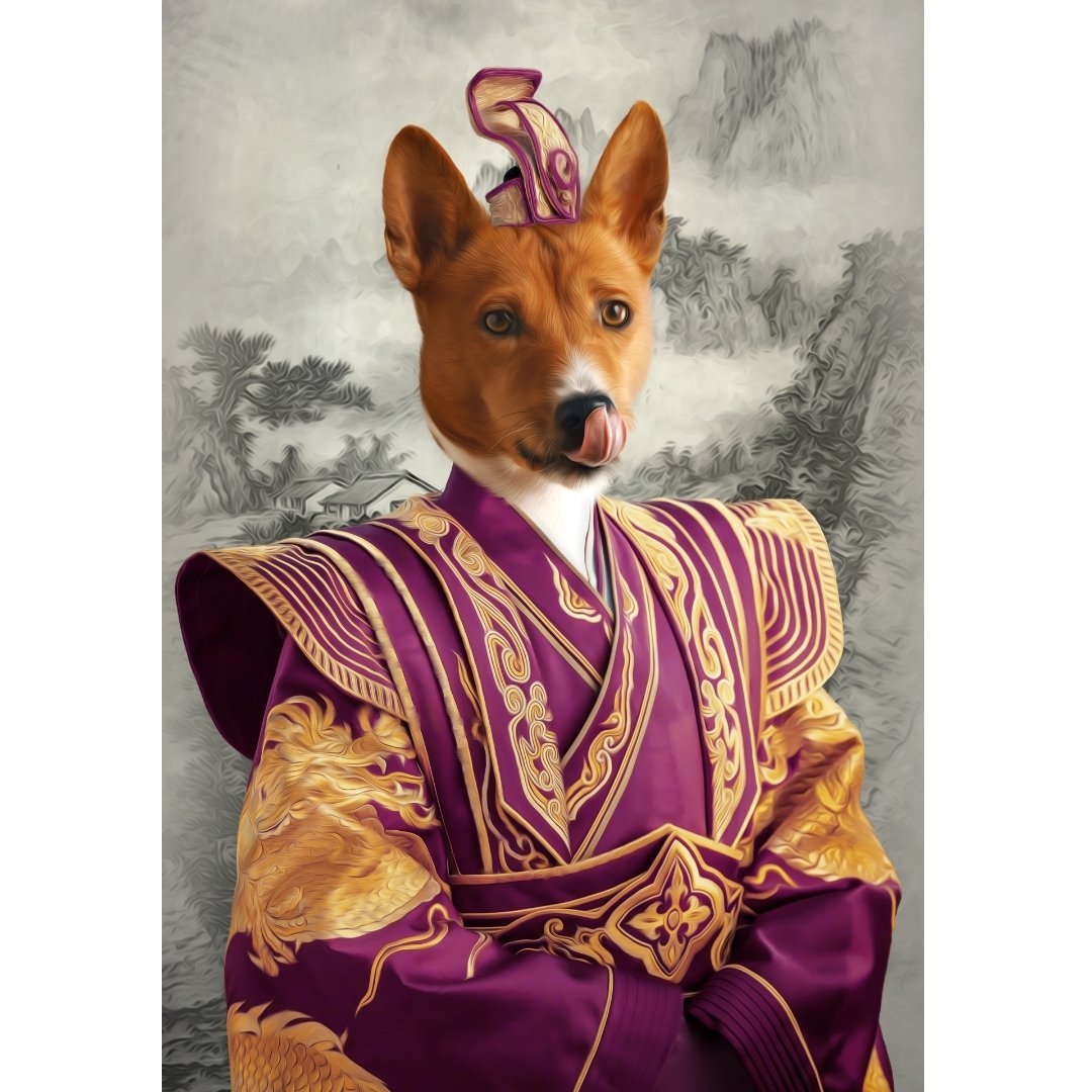 The Chinese Emperor: Custom Pet Digital Portrait - Paw & Glory, paw and glory, my pet painting, aristocrat dog painting, small dog portrait, in home pet photography, paintings of pets from photos, professional pet photos, pet portraits