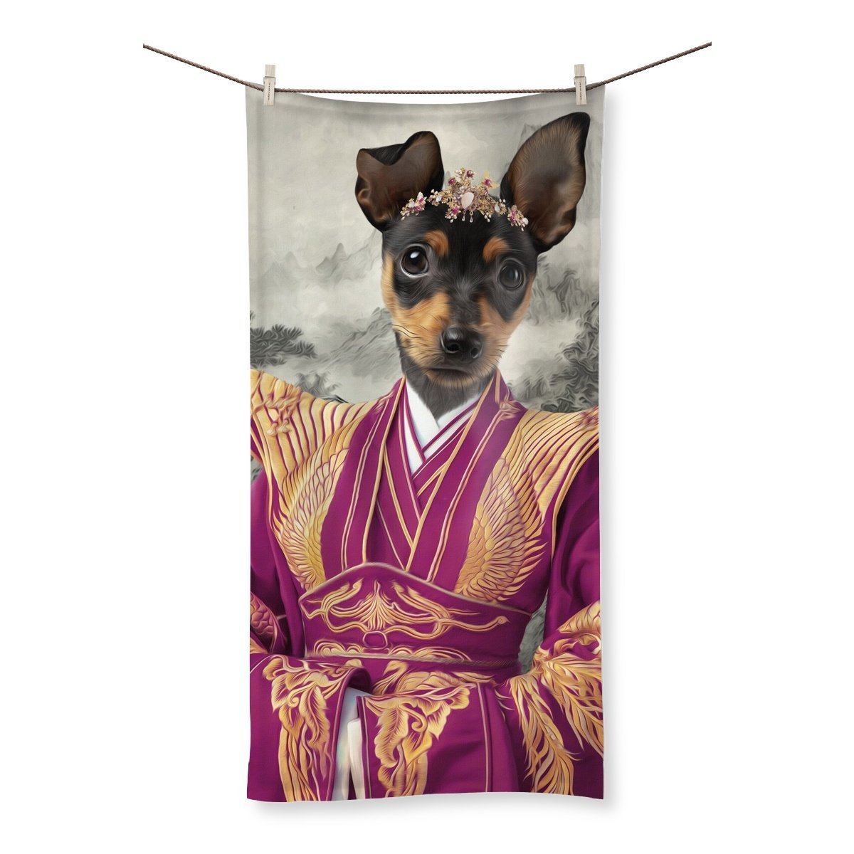 The Chinese Empress: Custom Pet Towel - Paw & Glory - #pet portraits# - #dog portraits# - #pet portraits uk#Paw & Glory, pawandglory, personalized pet and owner canvas, custom pet painting, best dog artists, dog portrait background colors, dog portrait painting, painting of your dog, pet portrait,pet portraits Towel