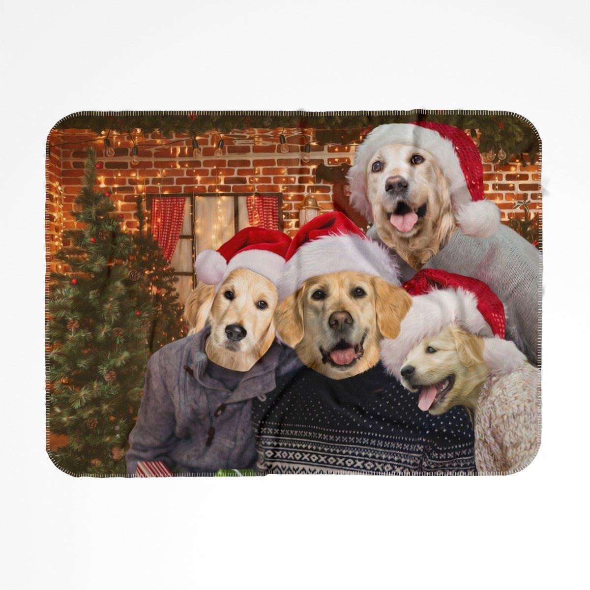 The Christmas Family: Custom Pet Blanket - Paw & Glory - #pet portraits# - #dog portraits# - #pet portraits uk#Paw and glory, Pet portraits blanket,personalized dog throw blankets, embroidered pet blanket, blanket for my dog, dog blankets online, dog pet blanket
