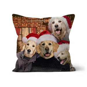 The Christmas Family: Custom Pet Cushion - Paw & Glory - #pet portraits# - #dog portraits# - #pet portraits uk#pawandglory, pet art pillow,dog on pillow, pillow with dogs face, custom pillow of your pet, pet pillow, dog pillow cases, pillows of your dog