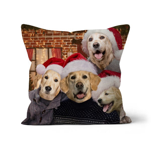 The Christmas Family: Custom Pet Cushion - Paw & Glory - #pet portraits# - #dog portraits# - #pet portraits uk#paw and glory, pet portraits cushion,pet face pillow, custom cat pillows, pet pillow, custom pillow of pet, personalised cat pillow