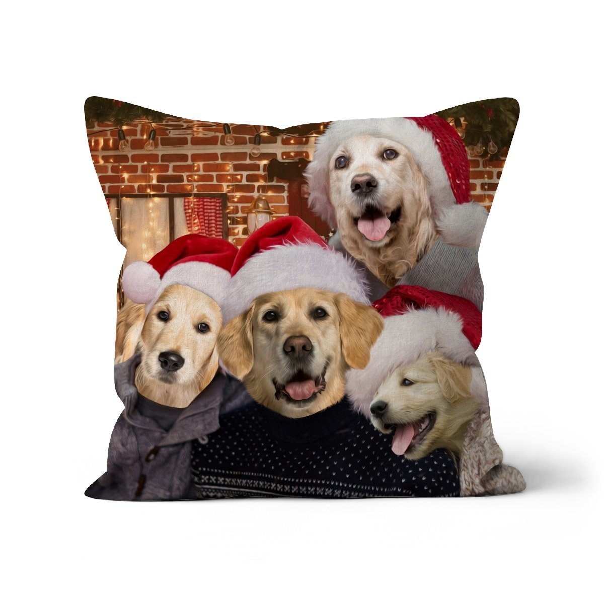 The Christmas Family: Custom Pet Cushion - Paw & Glory - #pet portraits# - #dog portraits# - #pet portraits uk#paw & glory, pet portraits pillow,my pet pillow, dog memory pillow, photo pet pillow, pillow custom, pup pillows