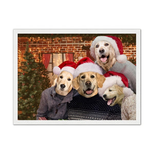 The Christmas Family: Custom Pet Portrait - Paw & Glory, pawandglory, funny dog paintings, drawing dog portraits, pet portraits in oils, personalized pet and owner canvas, dog portrait images, Pet painting portraits, pet portraits