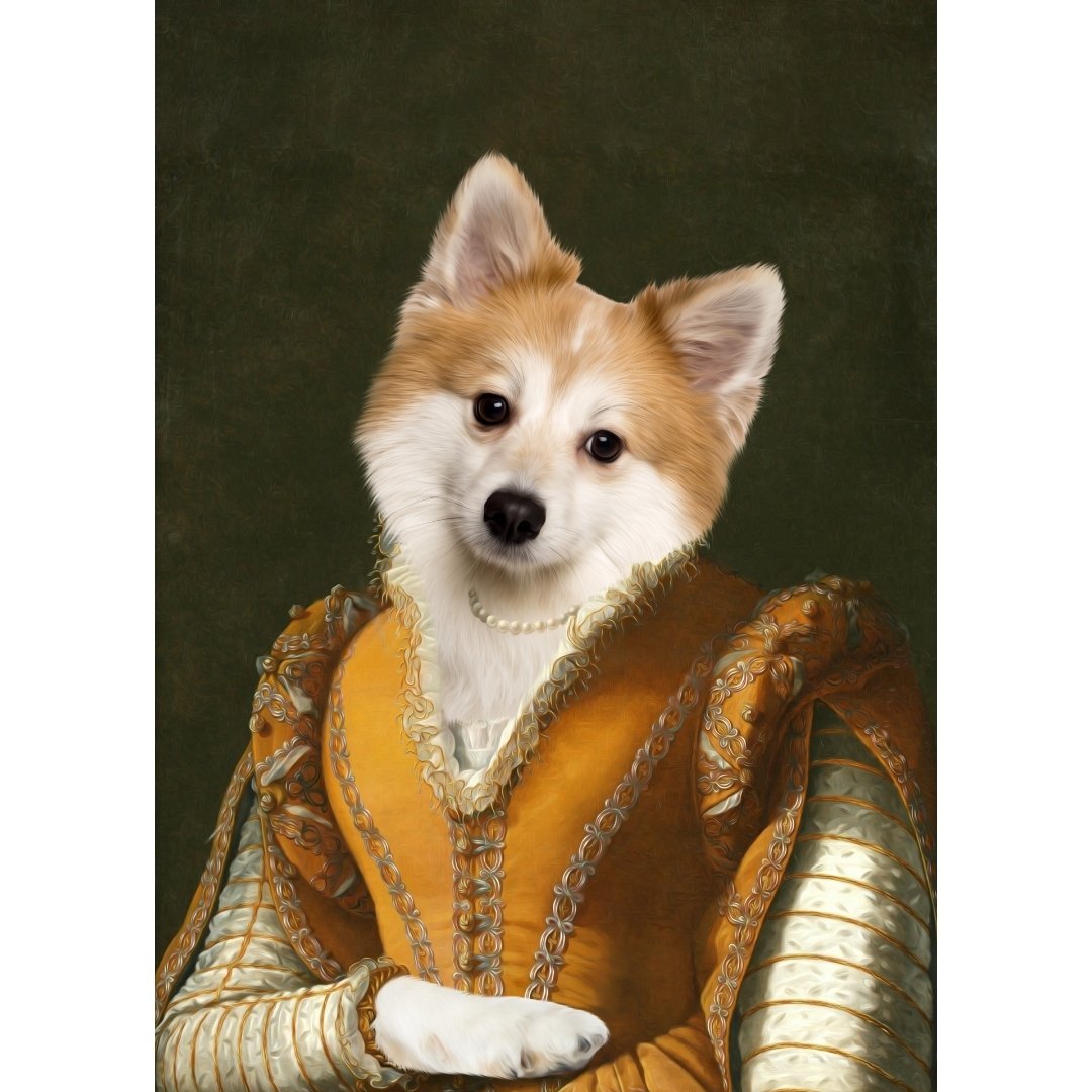 The Classy Lady Digital Portrait - Paw & Glory, paw and glory, best dog artists, aristocrat dog painting, dog drawing from photo, pet portraits leeds, dog portrait background colors, drawing dog portraits, pet portrait