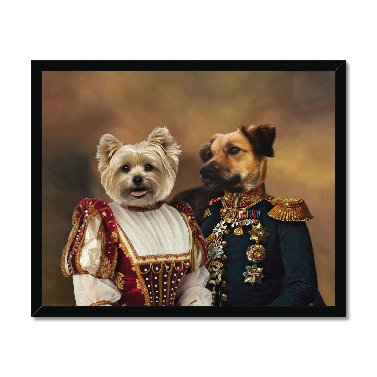 The Classy Pair: Custom Framed Pet Portrait - Paw & Glory, paw and glory, the admiral dog portrait, drawing dog portraits, pet photo clothing, aristocrat dog painting, dog portraits singapore, pet portraits leeds, pet portrait