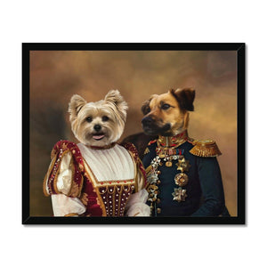 The Classy Pair: Custom Framed Pet Portrait - Paw & Glory, paw and glory, pet portraits in oils, personalized pet and owner canvas, hogwarts dog houses, my pet painting, painting pets, aristocrat dog painting, pet portrait