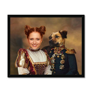 The Classy Pair: Custom Pet & Owner Framed Portrait - Paw & Glory, pawandglory, dog portraits admiral, pet portrait admiral, admiral dog portrait, dog and couple portrait, dog portrait painting, original pet portraits, pet portrait
