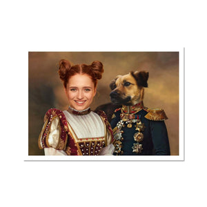 The Classy Pair: Custom Pet & Owner Portrait - Paw & Glory, paw and glory, professional pet photos, painting of your dog, funny dog paintings, small dog portrait, dog portrait background colors, custom dog painting, pet portraits