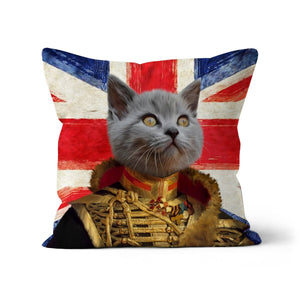 The Colonel British Flag Edition: Custom Pet Cushion - Paw & Glory - #pet portraits# - #dog portraits# - #pet portraits uk#paw and glory, pet portraits cushion,print pet on pillow, custom cat pillows, pet face pillow, pet print pillow, dog on pillow
