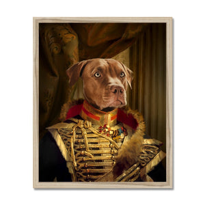 The Colonel: Custom Framed Pet Portrait - Paw & Glory, pawandglory, the general portrait, painting pets, custom dog painting, painting pets, for pet portraits, the admiral dog portrait, pet portraits