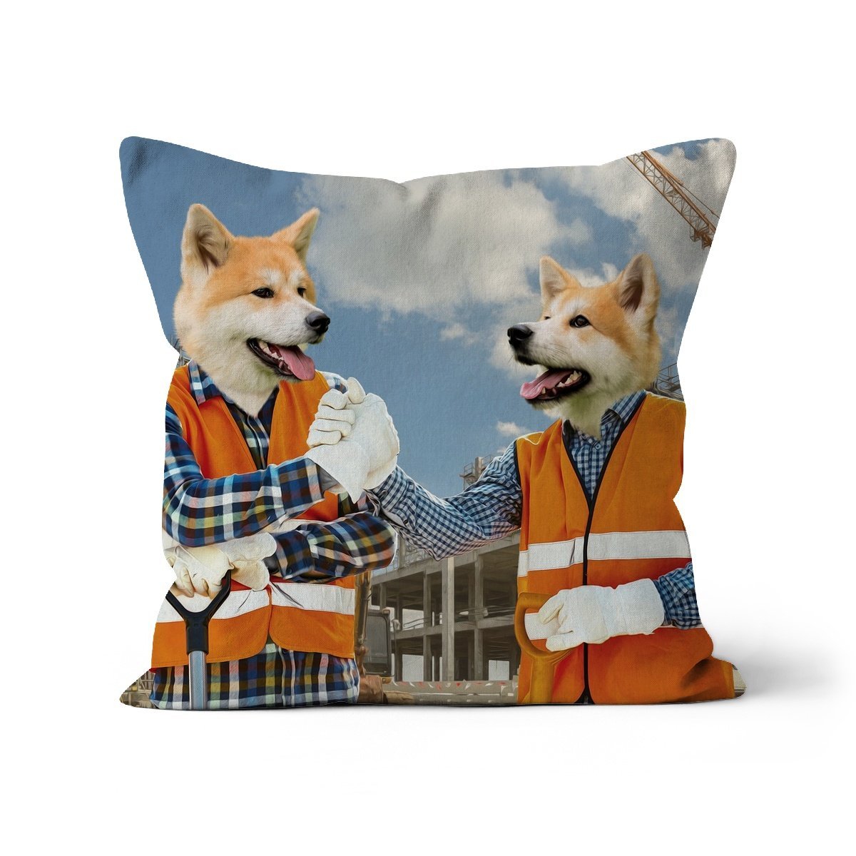 The Construction Workmates: Custom Pet Cushion - Paw & Glory - #pet portraits# - #dog portraits# - #pet portraits uk#paw and glory, custom pet portrait cushion,personalised cat pillow, dog shaped pillows, custom pillow cover, pillows with dogs picture, my pet pillow