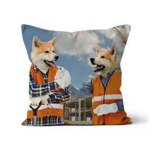 The Construction Workmates: Custom Pet Cushion - Paw & Glory - #pet portraits# - #dog portraits# - #pet portraits uk#paw & glory, pet portraits pillow,dog pillows personalized, pet face pillows, dog photo on pillow, custom cat pillows, pillow with pet picture