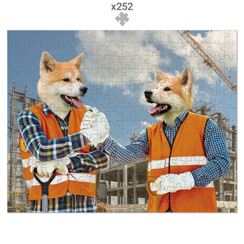 The Construction Workmates: Custom Pet Puzzle - Paw & Glory - #pet portraits# - #dog portraits# - #pet portraits uk#paw and glory, pet portraits Puzzle,painting of my cat, pet wall art, noble portrait, personalized dog drawings, dogs in clothes art