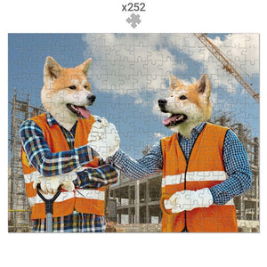 The Construction Workmates: Custom Pet Puzzle - Paw & Glory - #pet portraits# - #dog portraits# - #pet portraits uk#paw and glory, pet portraits Puzzle,painting of my cat, pet wall art, noble portrait, personalized dog drawings, dogs in clothes art
