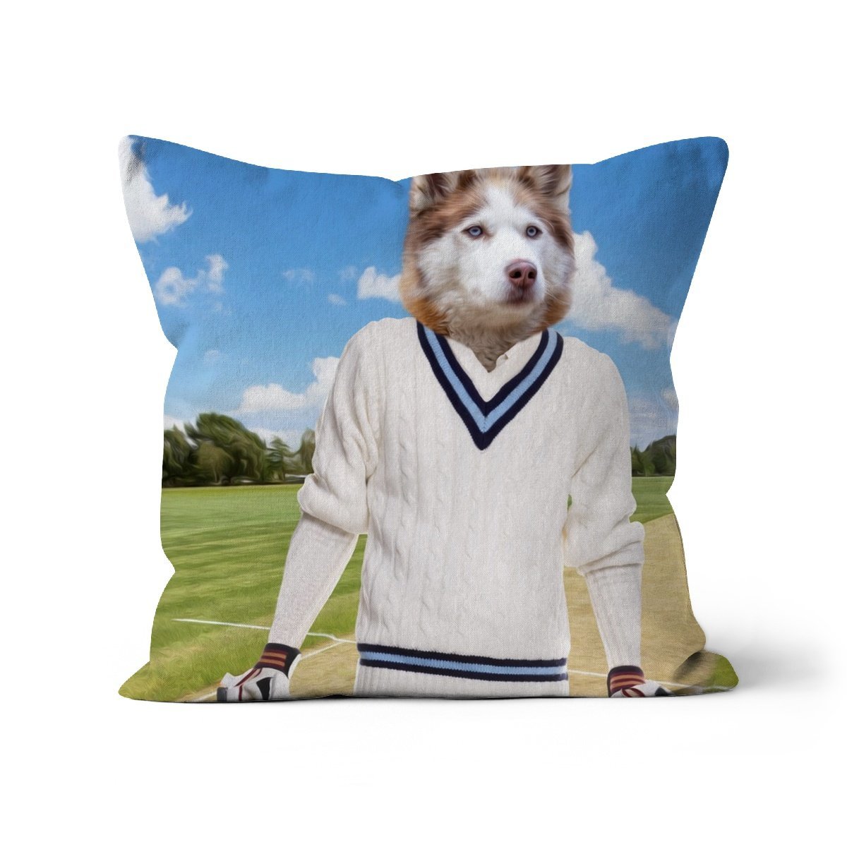 The Cricket Prodigy: Custom Pet Cushion - Paw & Glory - #pet portraits# - #dog portraits# - #pet portraits uk#paw and glory, pet portraits cushion,pet custom pillow, pillows of your dog, custom pillow of pet, dog on pillow, dog photo on pillow