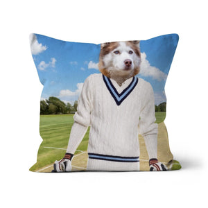 The Cricket Prodigy: Custom Pet Cushion - Paw & Glory - #pet portraits# - #dog portraits# - #pet portraits uk#paw & glory, custom pet portrait pillow,pillows of your dog, pet face pillow, pet custom pillow, pet print pillow, dog photo on pillow