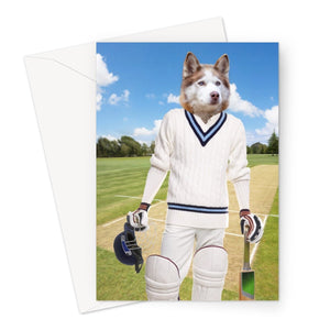 The Cricket Prodigy: Custom Pet Greeting Card - Paw & Glory - #pet portraits# - #dog portraits# - #pet portraits uk#pet oil paintings, oil paint pet portraits, custom pet oil painting, pet photo, custom dog, Pet portraits, Purr and mutt