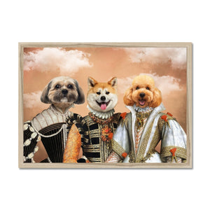 The Dignified 3: Custom Framed Pet Portrait - Paw & Glory, paw and glory, for pet portraits, in home pet photography, dog portraits as humans, louvenir pet portrait, pet portraits usa, aristocrat dog painting, pet portraits