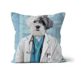 The Doctor: Custom Pet Throw Pillow - Paw & Glory - #pet portraits# - #dog portraits# - #pet portraits uk#pawandglory, pet art pillow,pillows of your dog, pillow with pet picture, print pet on pillow, pet face pillow, pup pillows