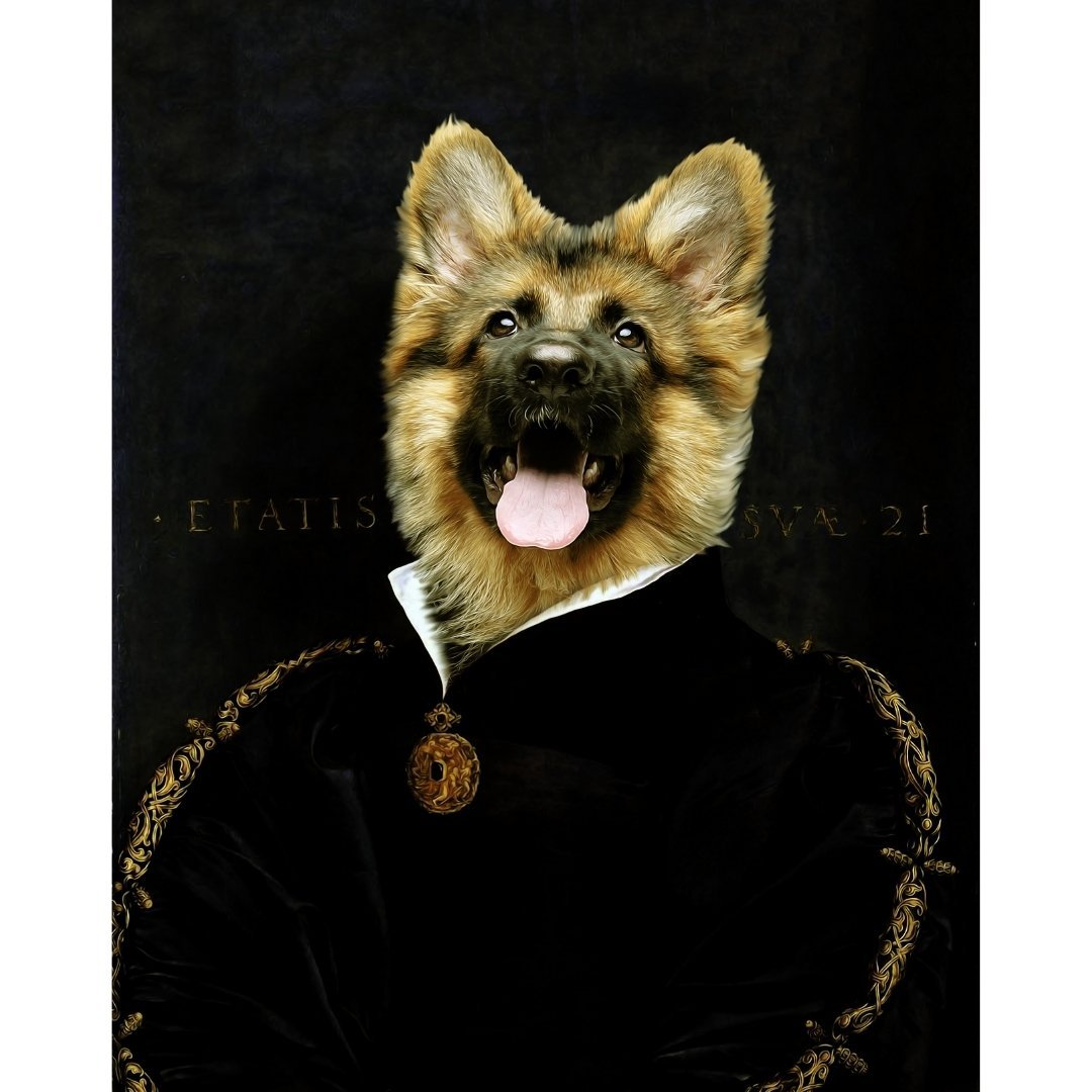 The Duchess Digital Portrait - Paw & Glory, pawandglory, paw portraits, minimal dog art, paintings of pets from photos, painting of your dog, dog portrait images, pet portraits