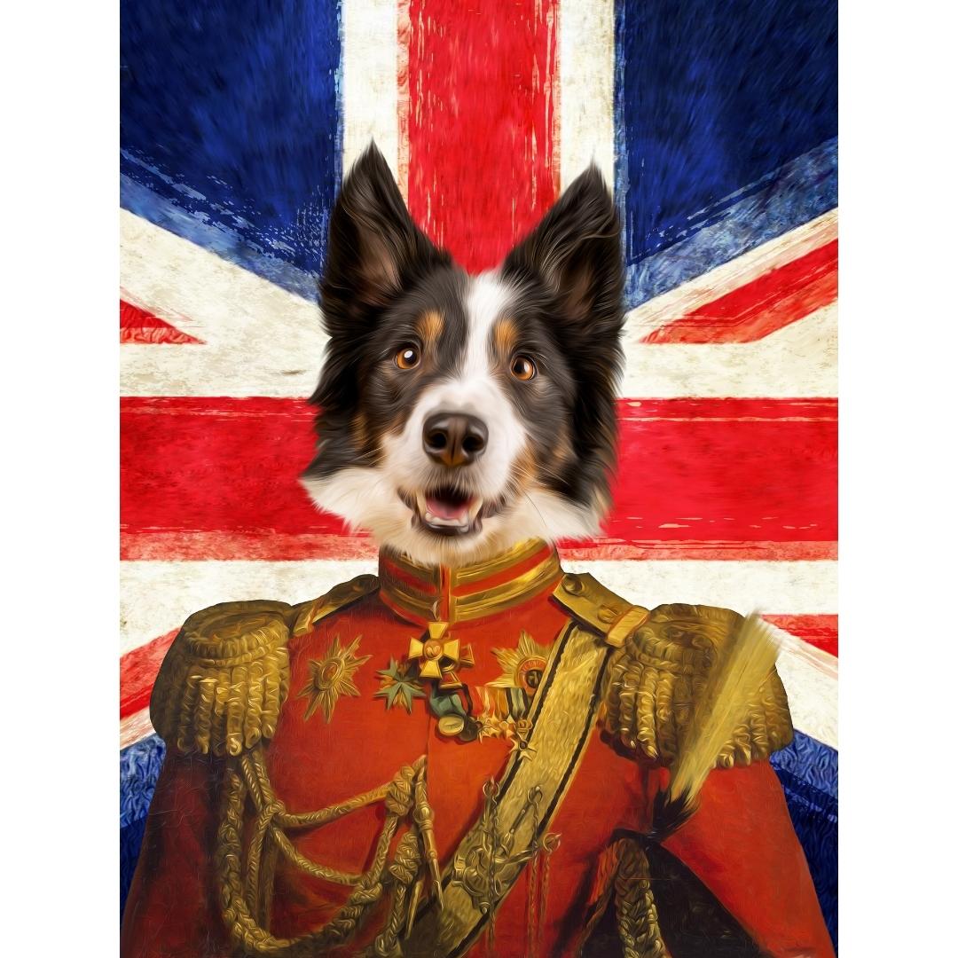 The Duke British Flag Edition: Custom Digital Pet Portrait - Paw & Glory, pawandglory, pet portrait admiral, the admiral dog portrait, animal portrait pictures, dog portraits admiral, the general portrait, painting pets, pet portrait