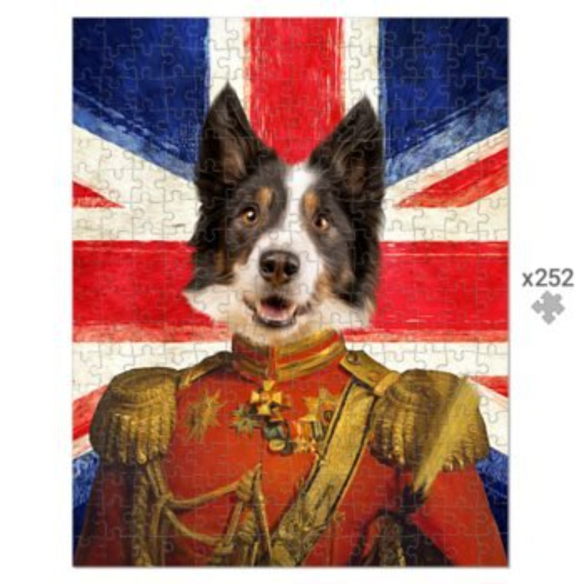 The Duke British Flag Edition: Custom Pet Puzzle - Paw & Glory - #pet portraits# - #dog portraits# - #pet portraits uk#paw & glory, custom pet portrait Puzzle,dogs in uniform prints, personalised cat portrait uk, custom cat portraits, etsy animal portraits, drawings of your dog