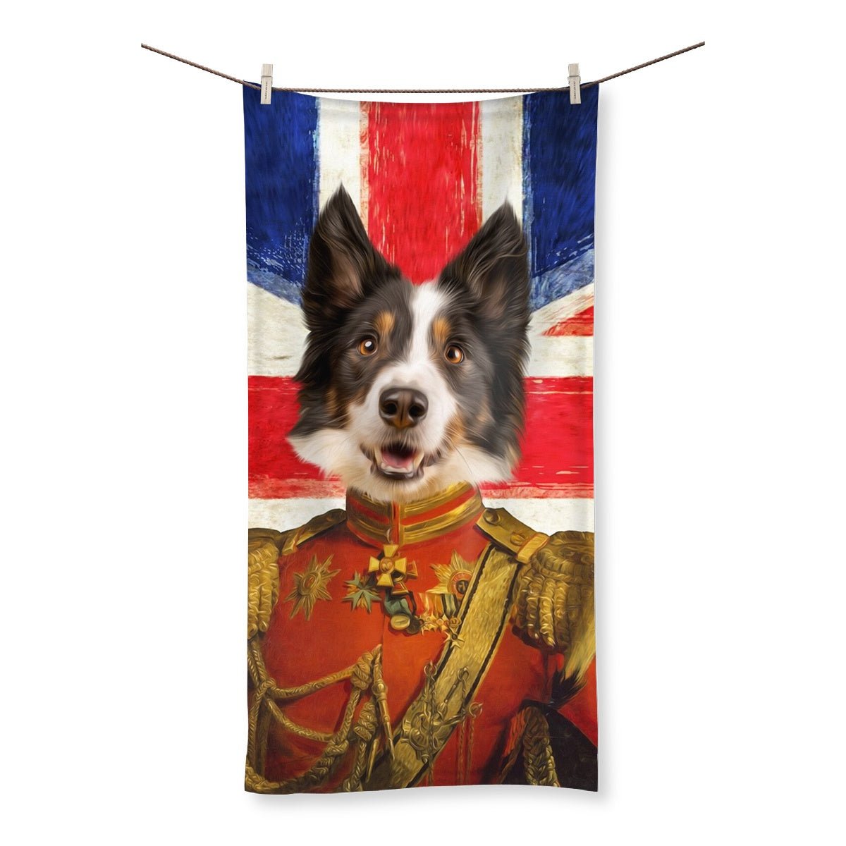 The Duke British Flag Edition: Custom Pet Towel - Paw & Glory - #pet portraits# - #dog portraits# - #pet portraits uk#Paw & Glory, paw and glory, small dog portrait, dog portraits admiral, dog portraits admiral, my pet painting, louvenir pet portrait, small dog portrait, pet portraits,custom pet portrait Towel