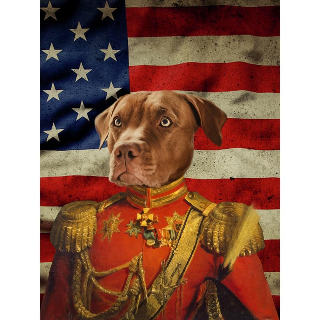 The Duke USA Flag Edition: Custom Digital Pet Portrait - Paw & Glory, pawandglory, admiral pet portrait, my pet painting, painting pets, dog portrait painting, digital pet paintings, draw your pet portrait, pet portrait