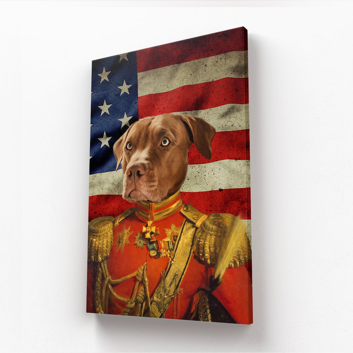 The Duke USA Flag Edition: Custom Pet Canvas - Paw & Glory - #pet portraits# - #dog portraits# - #pet portraits uk#paw and glory, custom pet portrait canvas,dog portrait canvas, pet picture on canvas, dog canvas bag, custom pet canvas, personalised pet canvas