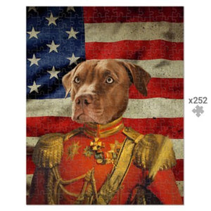 The Duke USA Flag Edition: Custom Pet Puzzle - Paw & Glory - #pet portraits# - #dog portraits# - #pet portraits uk#paw & glory, pet portraits Puzzle,drawing of your pet, personalised dog prints uk, paint my dog uk, pet commission art, personalised pet portrait sketch