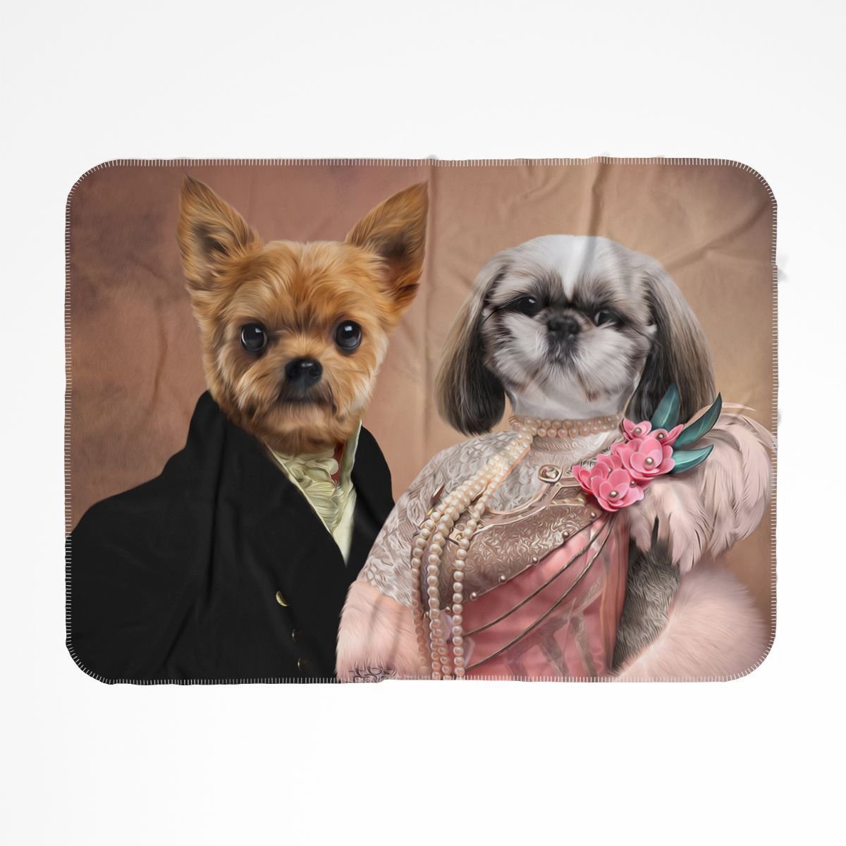 The Earl & His Fur Lady: Custom 2 Pet Blanket - Paw & Glory - #pet portraits# - #dog portraits# - #pet portraits uk#Paw and glory, Pet portraits blanket,custom blanket with dog, print dog on blanket, dog pattern blanket, pet blanket print, your pet on a blanket
