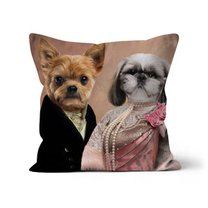 The Earl & His Fur Lady: Custom 2 Pet Throw Pillow - Paw & Glory - #pet portraits# - #dog portraits# - #pet portraits uk#paw and glory, custom pet portrait cushion,dog shaped pillows, dog on pillow, personalised pet pillows, custom cat pillows, print pet on pillow