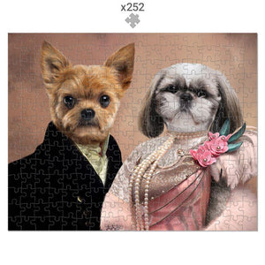 The Earl & His Fur Lady: Custom Pet Puzzle - Paw & Glory - #pet portraits# - #dog portraits# - #pet portraits uk#paw and glory, custom pet portrait Puzzle,dog head on human body portrait uk, animal artist near me, pet drawing commissions, etsy dog pictures, personalised cat art