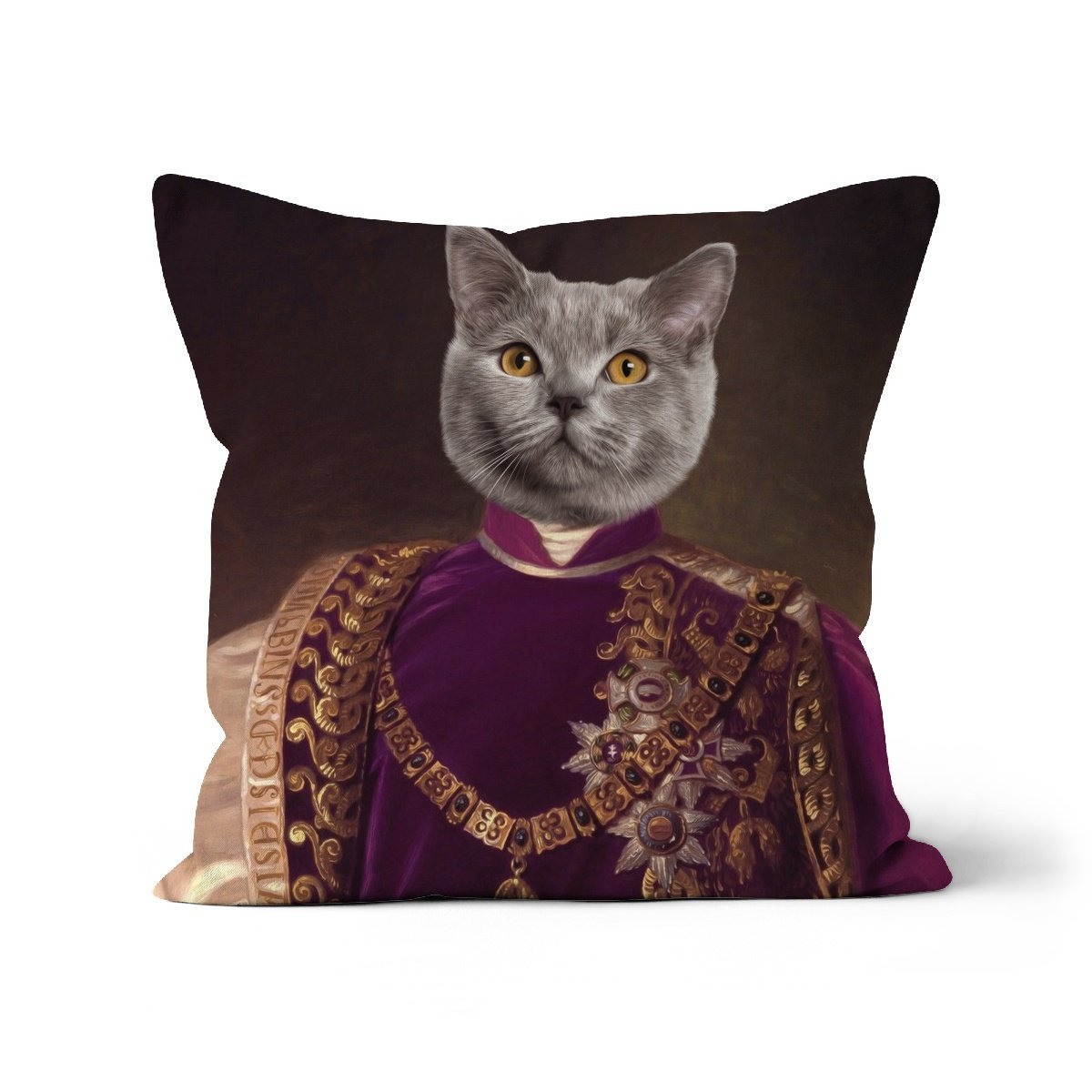 The Emperor: Custom Pet Throw Pillow - Paw & Glory - #pet portraits# - #dog portraits# - #pet portraits uk#paw & glory, pet portraits pillow,pillows of your dog, pillow with pet picture, print pet on pillow, pet face pillow, pup pillows
