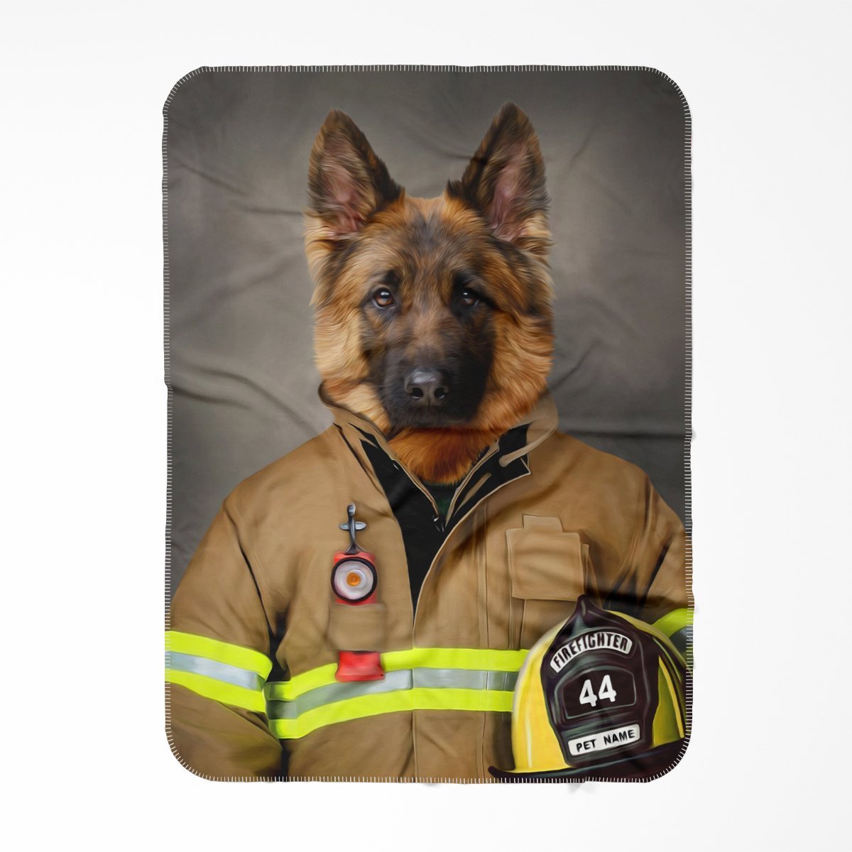 The Firefighter: Custom Pet Blanket - Paw & Glory - #pet portraits# - #dog portraits# - #pet portraits uk#Paw and glory, Pet portraits blanket,personalized blankets with pet pictures, soft pet blankets, blankets with dog photos, dog blanket photo, blanket with pet photo