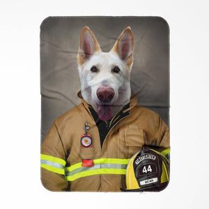 The Firefighter: Custom Pet Blanket - Paw & Glory - #pet portraits# - #dog portraits# - #pet portraits uk#Paw and glory, Pet portraits blanket,personalized pet photo blanket, custom pet blanket uk, personalised dog blanket next day delivery, small blanket for dog, blanket with photo of pet