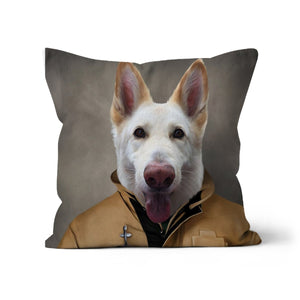 The Firefighter: Custom Pet Cushion - Paw & Glory - #pet portraits# - #dog portraits# - #pet portraits uk#paw & glory, custom pet portrait pillow,dog pillow custom, dog personalized pillow, custom pillow cover, pet face pillow, my pet pillow