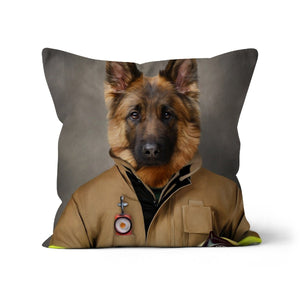 The Firefighter: Custom Pet Cushion - Paw & Glory - #pet portraits# - #dog portraits# - #pet portraits uk#paw and glory, custom pet portrait cushion,pup pillows, pillows of your dog, pillow personalized, print pet on pillow, pet face pillow