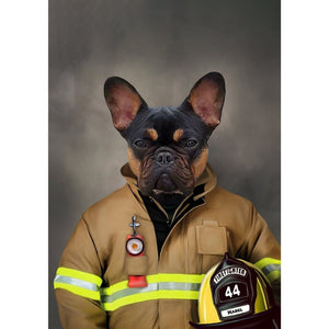 The Firefighter: Custom Pet Digital Portrait - Paw & Glory, paw and glory, dog portrait background colors, hogwarts dog houses, digital pet paintings, draw your pet portrait, pet portrait admiral, best dog artists, pet portraits