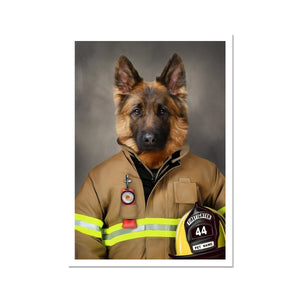 The Firefighter: Custom Pet Portrait - Paw & Glory, pawandglory, personalized pet and owner canvas, dog portraits as humans, custom pet painting, admiral dog portrait, drawing dog portraits, pet portrait